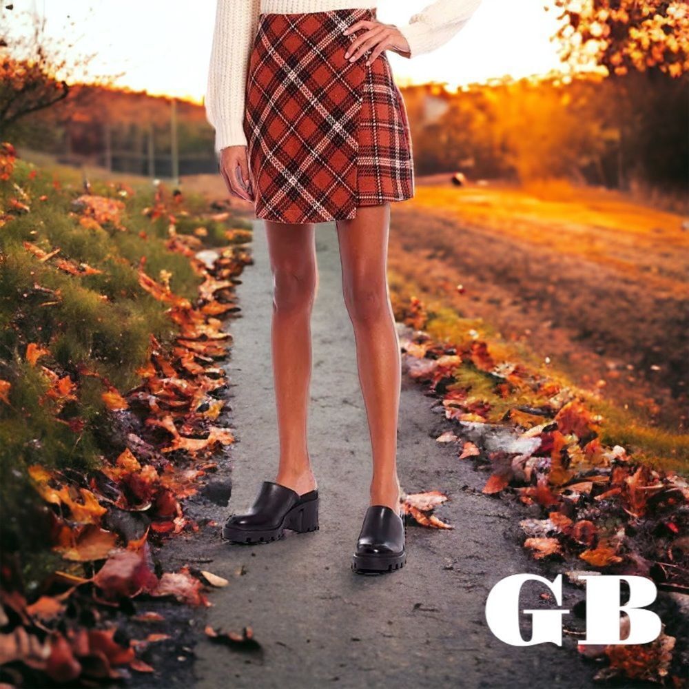 LAST ONE!!! GB High Rise Plaid Print Wrap Skirt